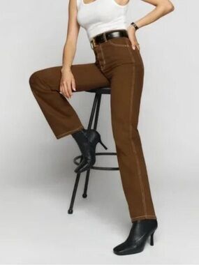 Reformation Brown High-Rise Relaxed Fit Jeans